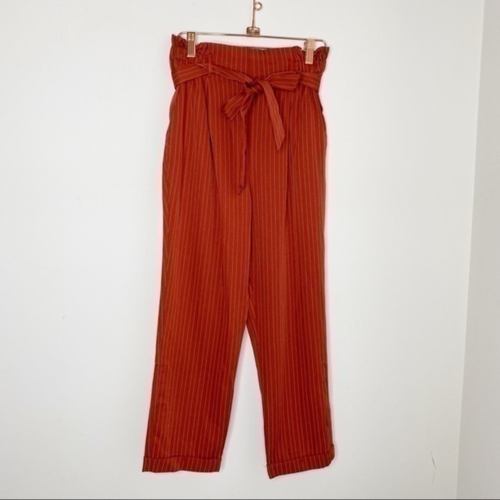 Burnt orange highwaisted paper bag style pants